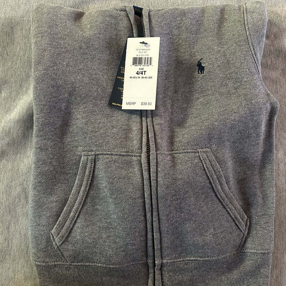 Ralph Lauren Gray Zip-Up Hoodie Sz 4T